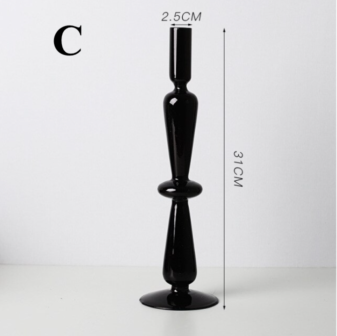 GLASS CANDLESTICK HOLDER - BLACK