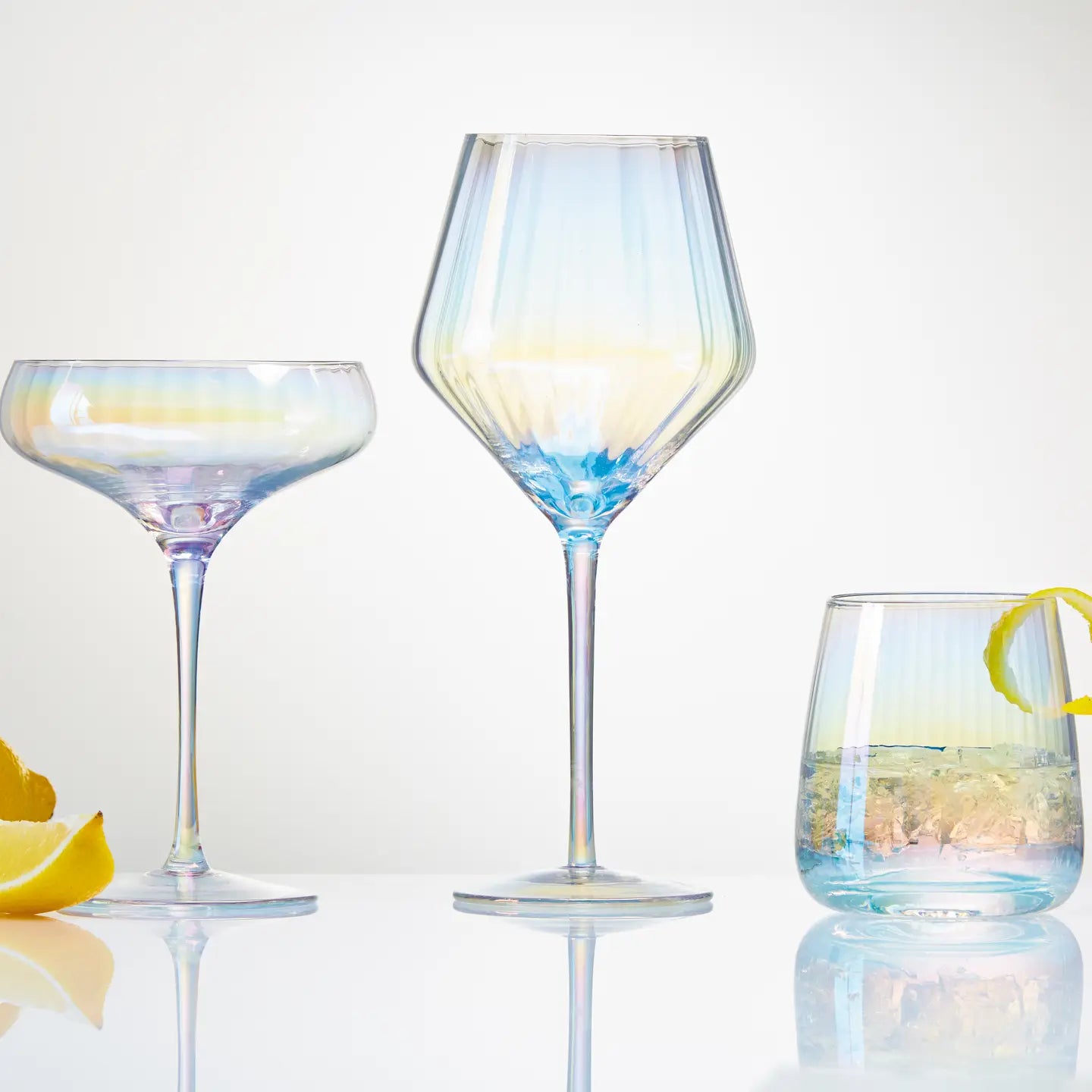 CHELSEA IRIDESCENT CLEAR COUPE GLASS