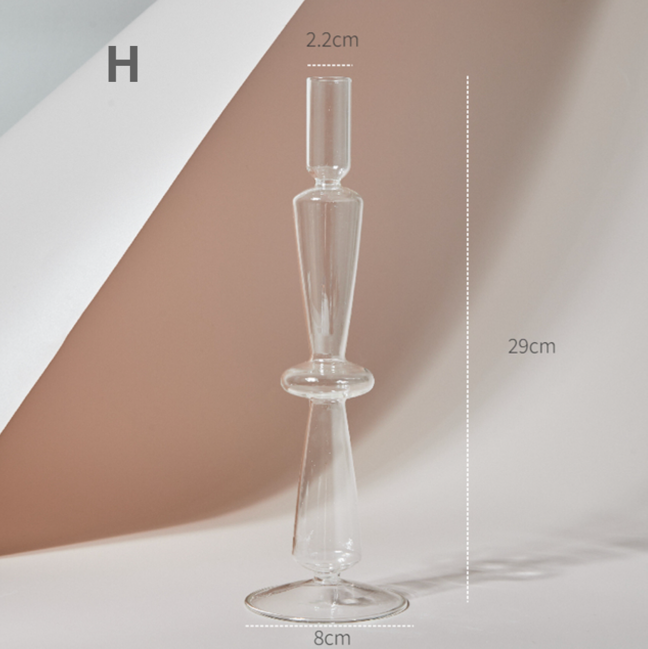 GLASS CANDLESTICK HOLDER - CLEAR