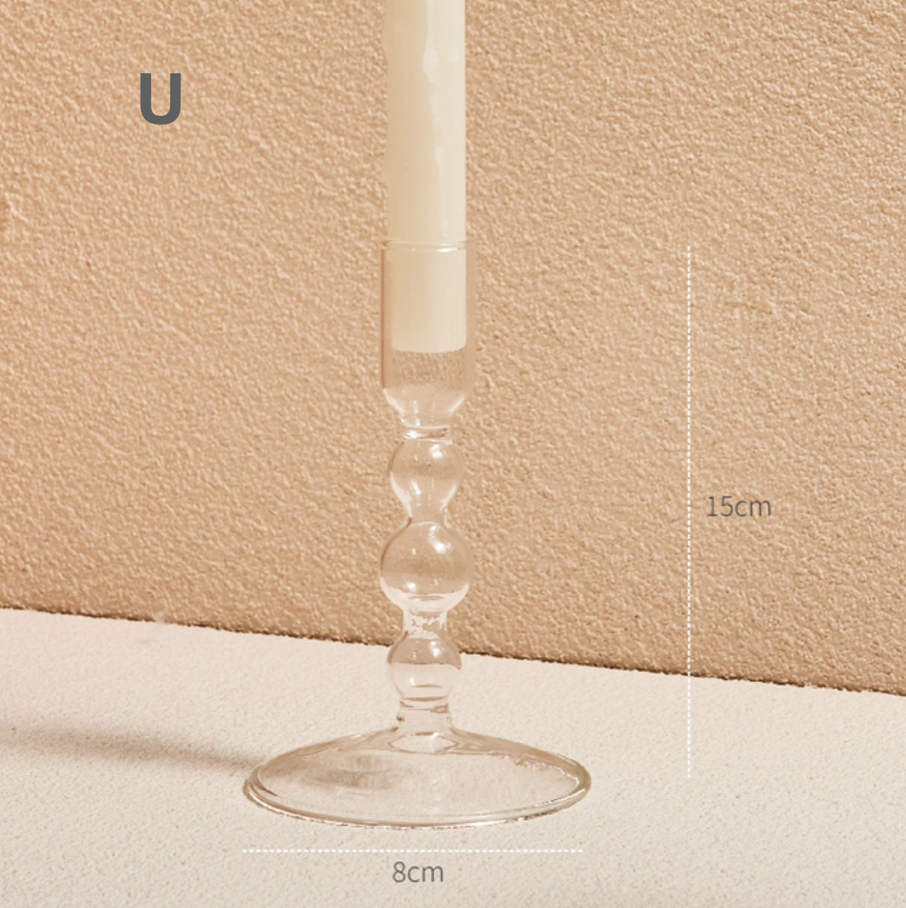 GLASS CANDLESTICK HOLDER - CLEAR