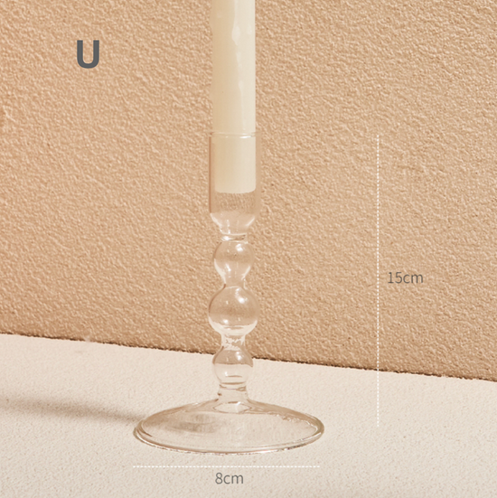 GLASS CANDLESTICK HOLDER - CLEAR