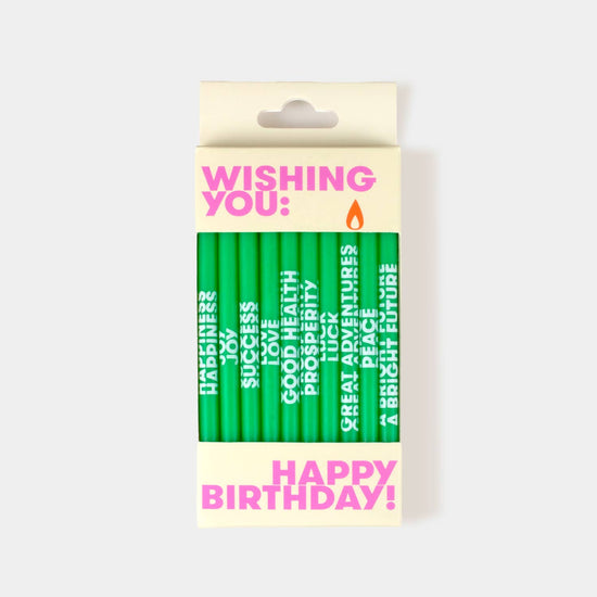 "WISHING YOU" BIRTHDAY CANDLES - GREEN