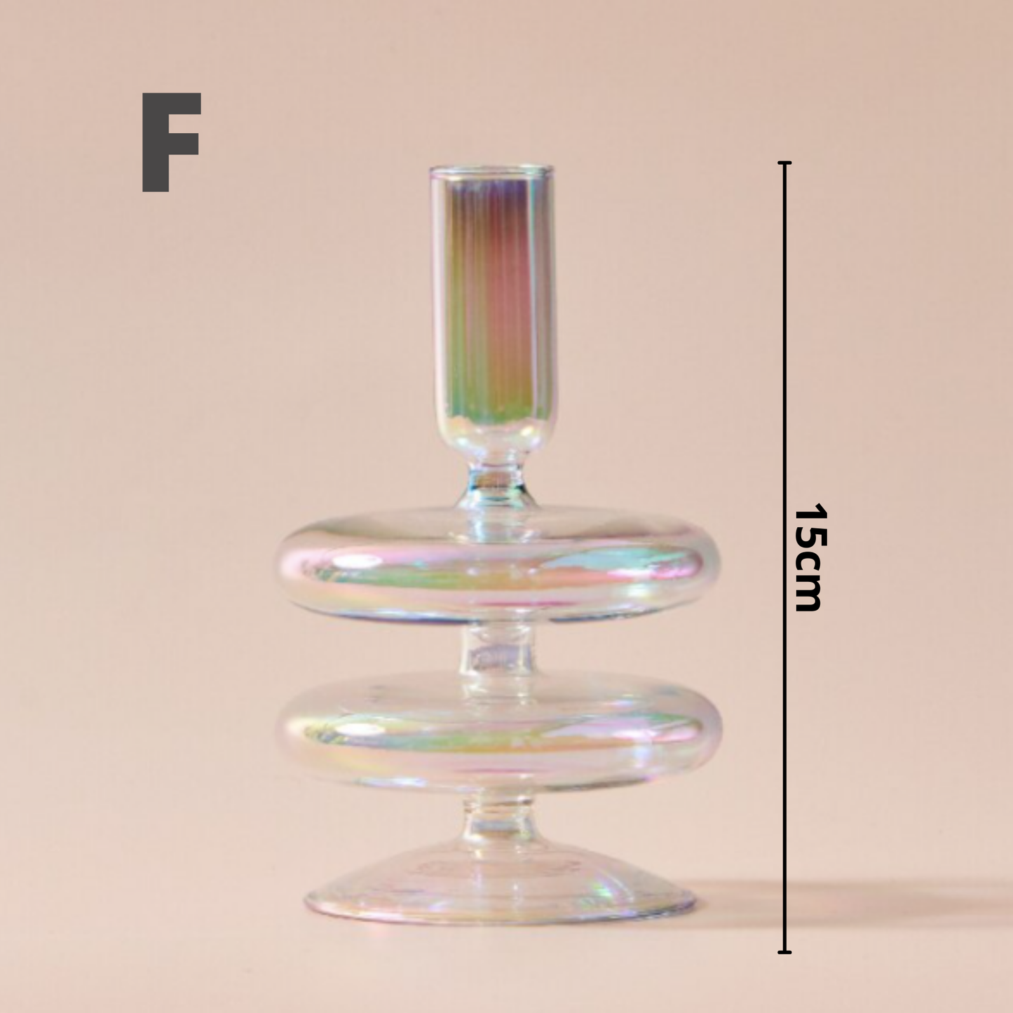 GLASS CANDLESTICK HOLDER - RAINBOW PEARL