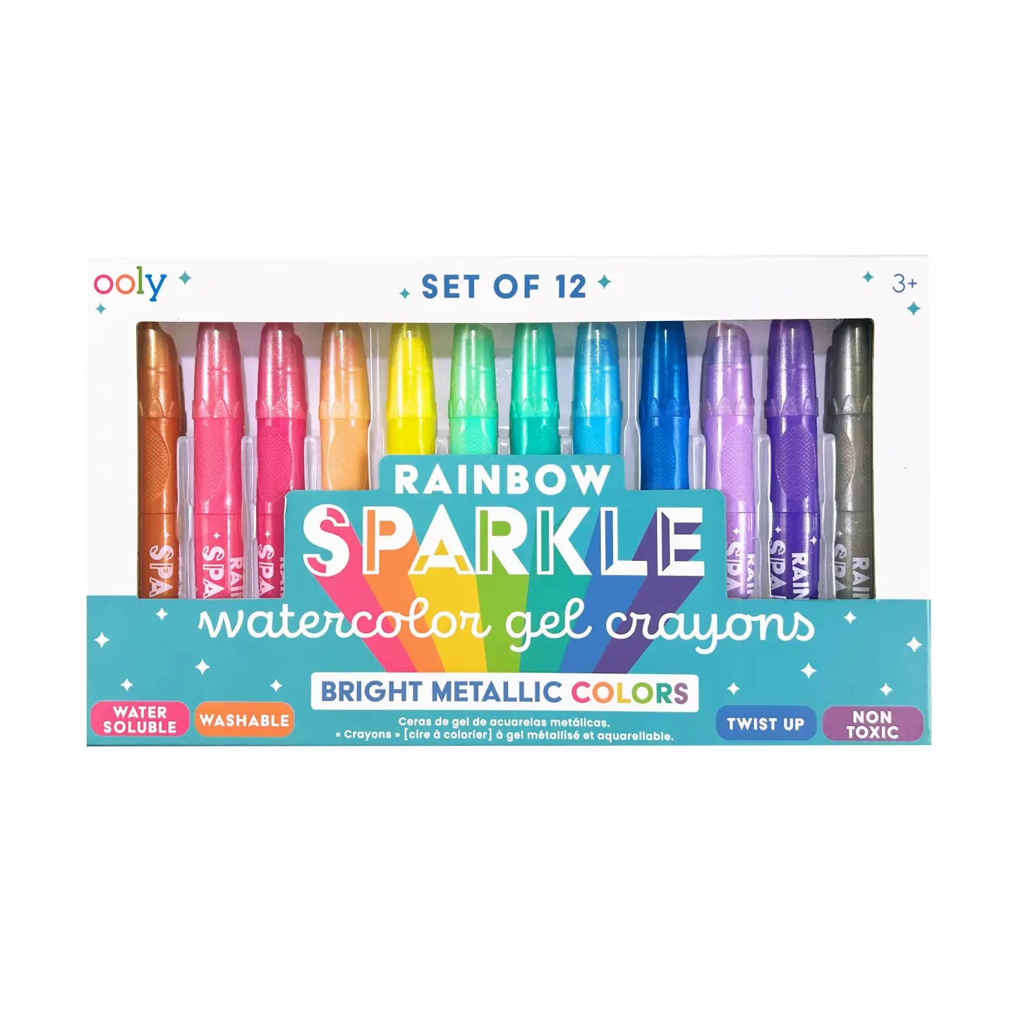 RAINBOW SPARKLE METALLIC WATERCOLOR GEL CRAYONS OOLY