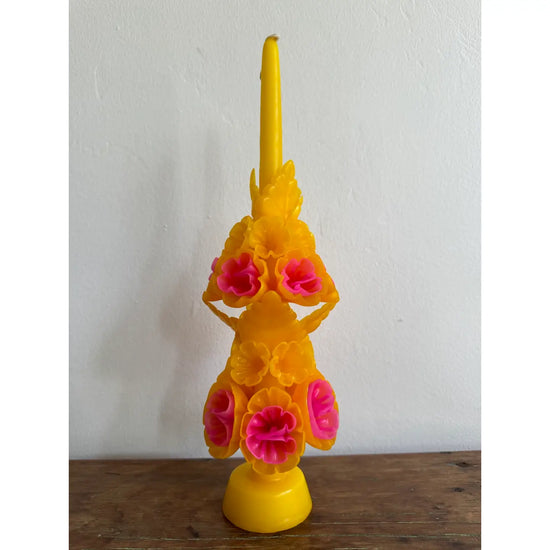 TALL MEXICAN FLORAL CANDLE