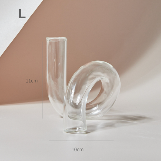 GLASS CANDLESTICK HOLDER - CLEAR