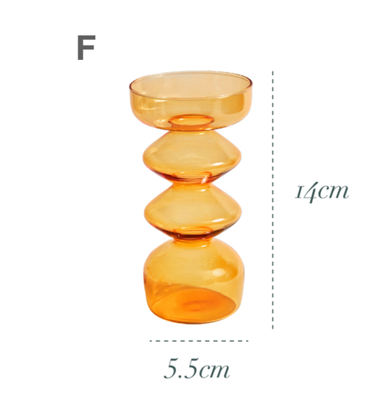 GLASS CANDLESTICK HOLDER - SMALL ORANGE