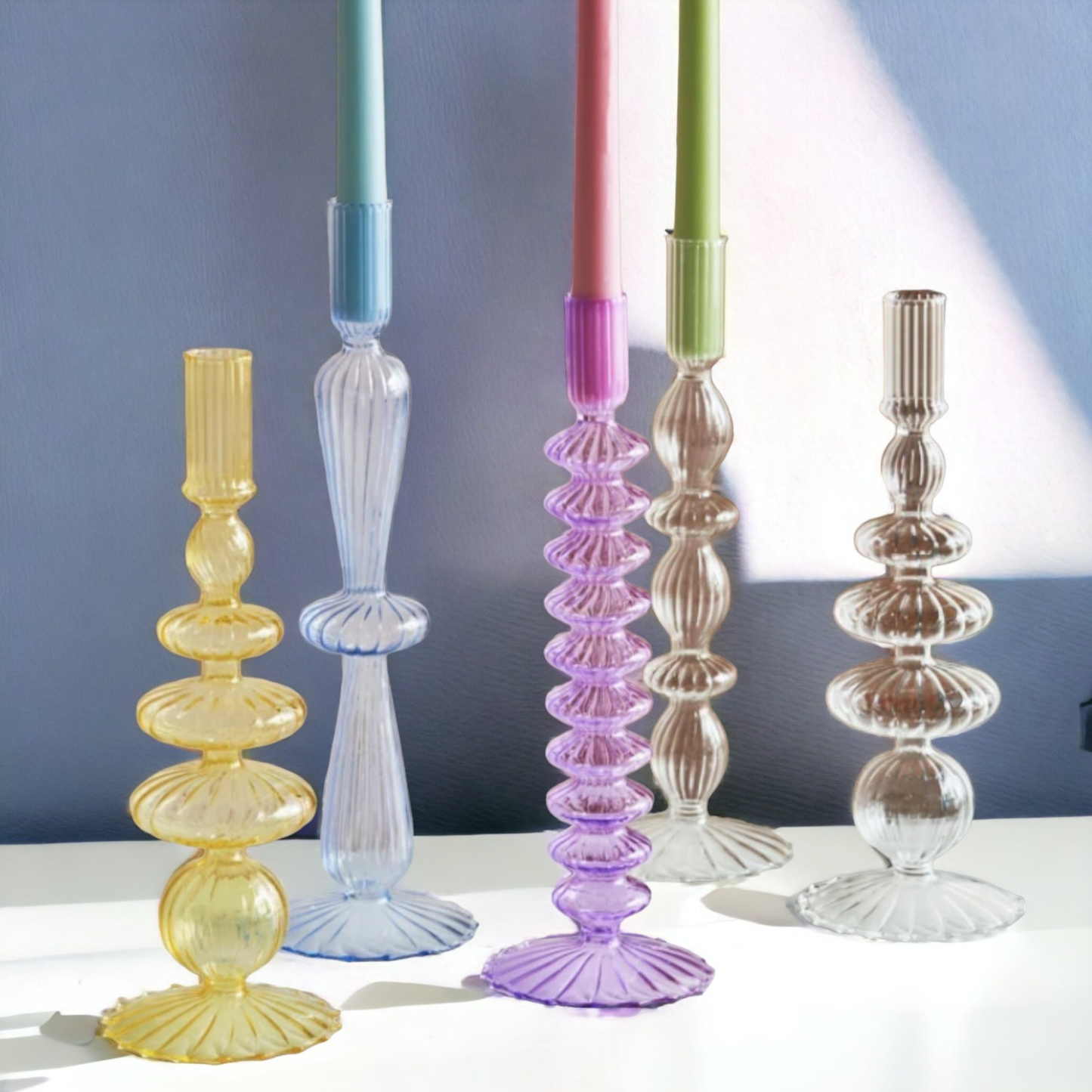 GLASS CANDLESTICK HOLDER - LACE