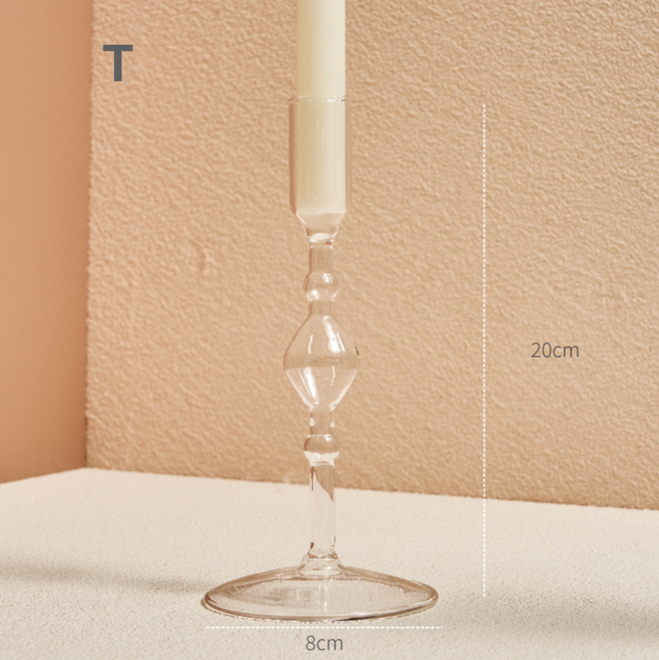 GLASS CANDLESTICK HOLDER - CLEAR