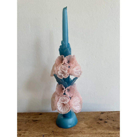 TALL MEXICAN FLORAL CANDLE