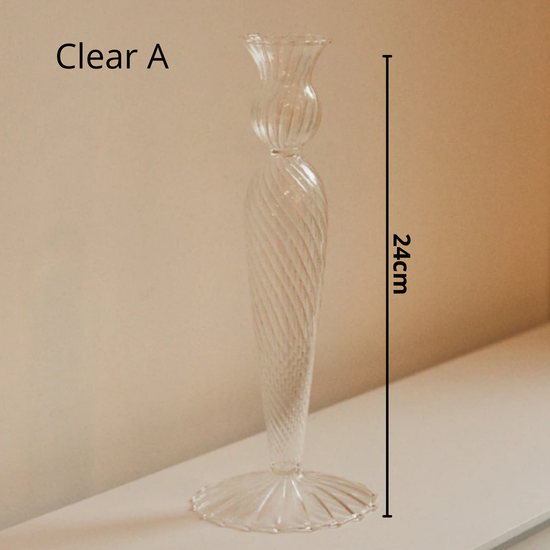 GLASS CANDLESTICK HOLDER - NORDIC BERRY