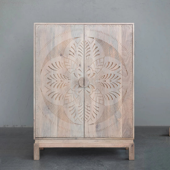 Load image into Gallery viewer, MANGO WOOD CABINET WITH CARVED DESIGN
