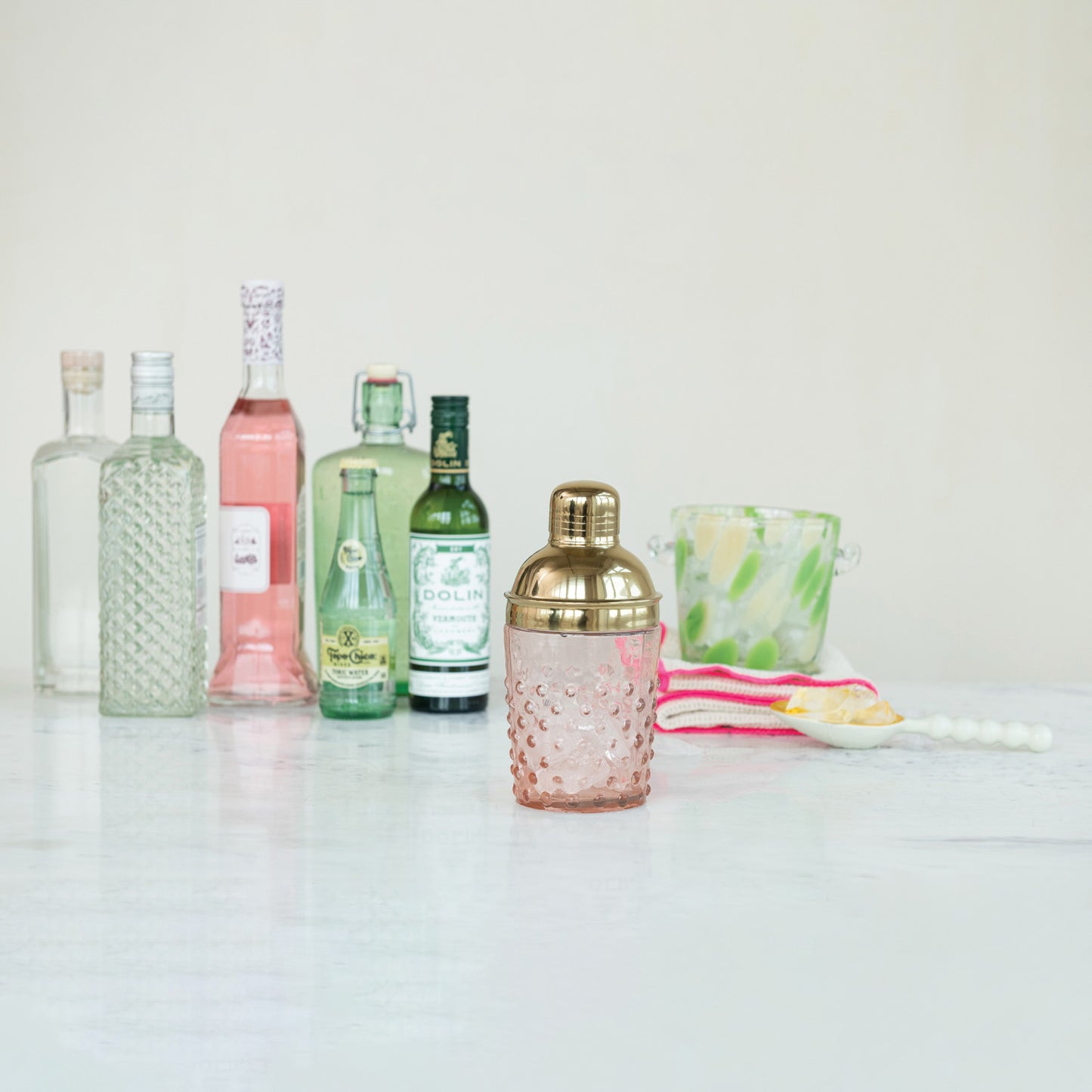 HOBNAIL GLASS COCKTAIL SHAKER