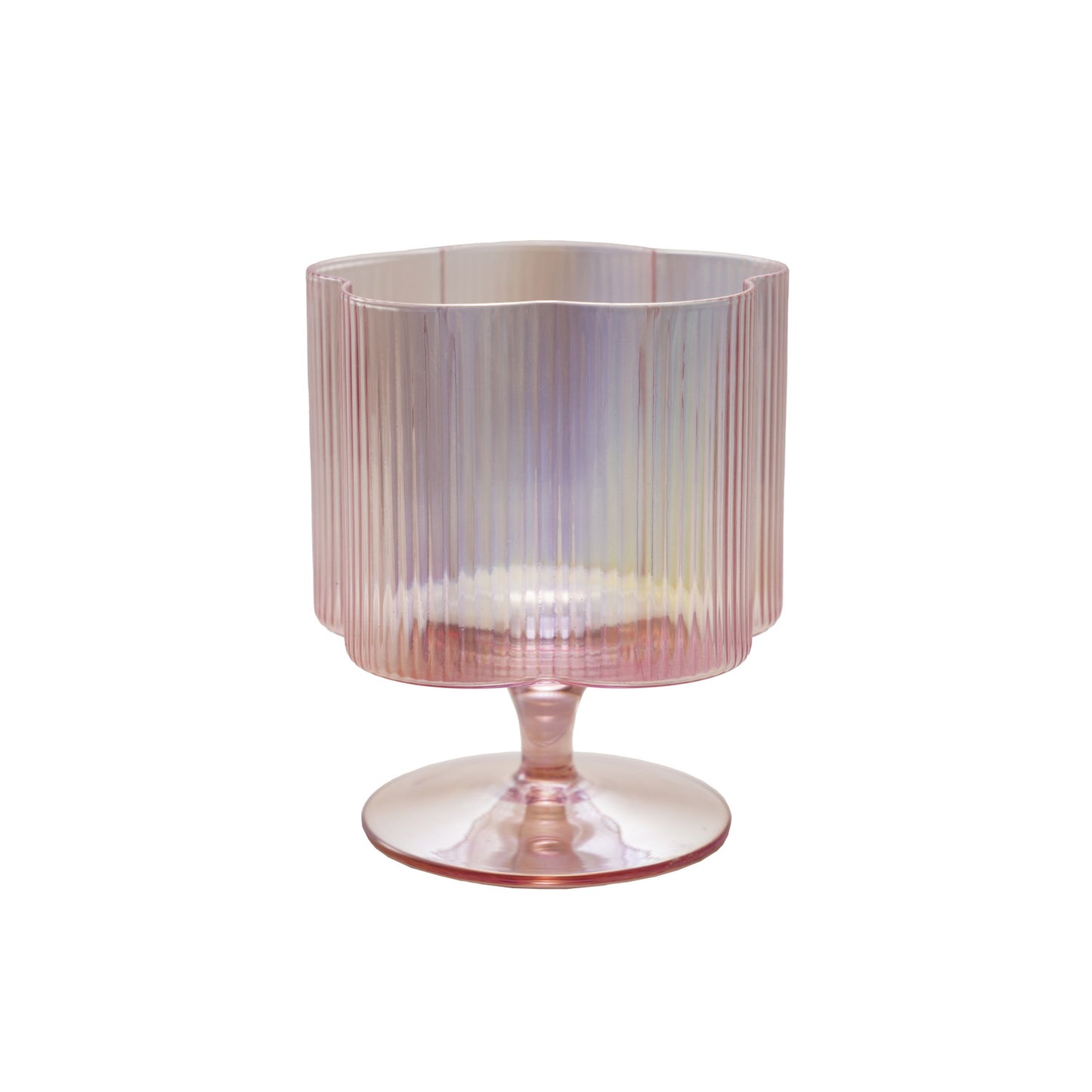HAND-BLOWN PLEATED FLOWER WINE GLASS