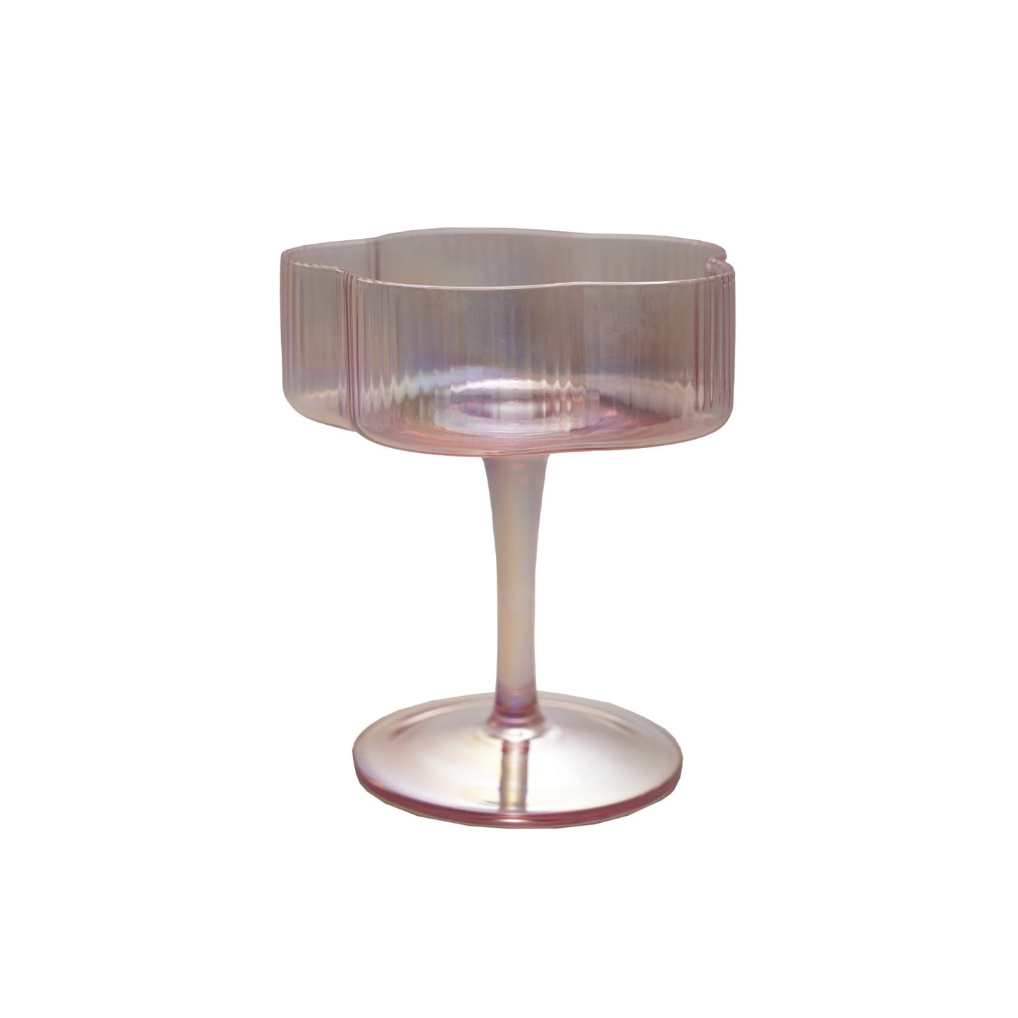 HAND-BLOWN PLEATED FLOWER COUPE GLASS