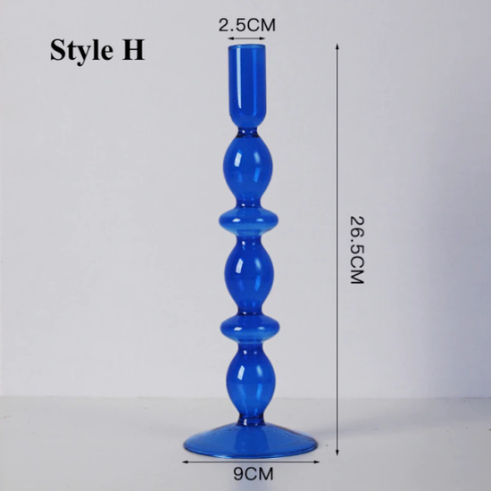 GLASS CANDLESTICK HOLDER - BLUE