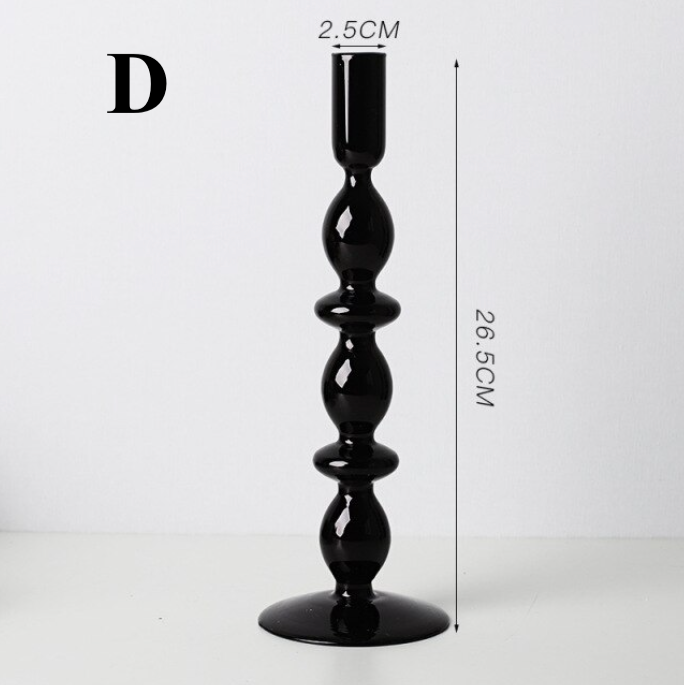 GLASS CANDLESTICK HOLDER - BLACK TALL