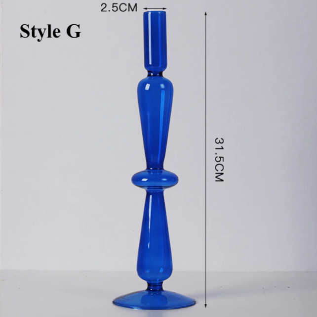 GLASS CANDLESTICK HOLDER - BLUE