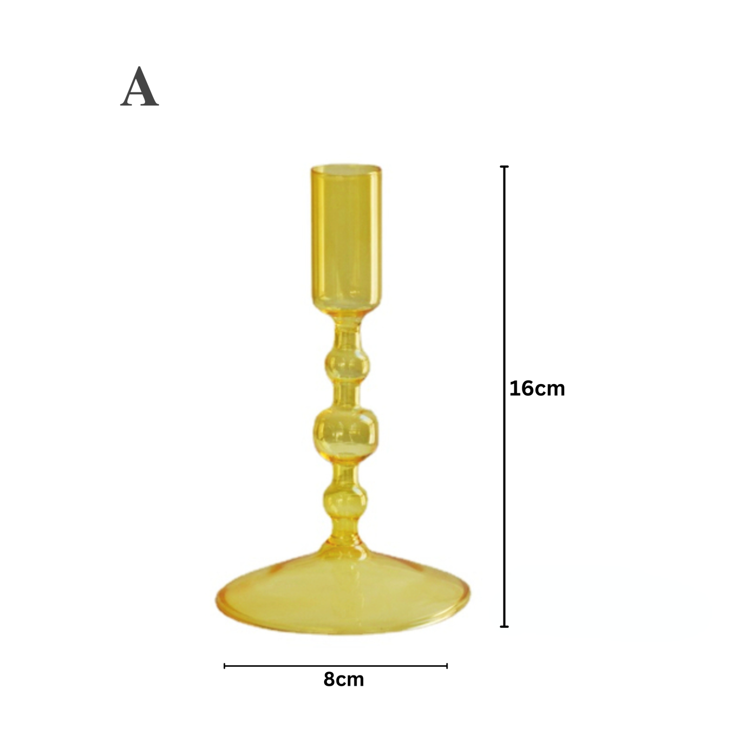 GLASS CANDLESTICK HOLDER - YELLOW