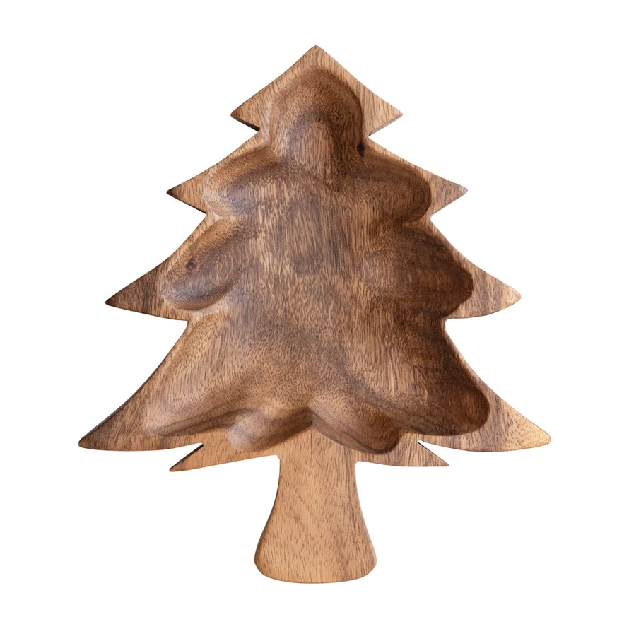 ACACIA WOOD CHRISTMAS TREE SHAPED BOWL