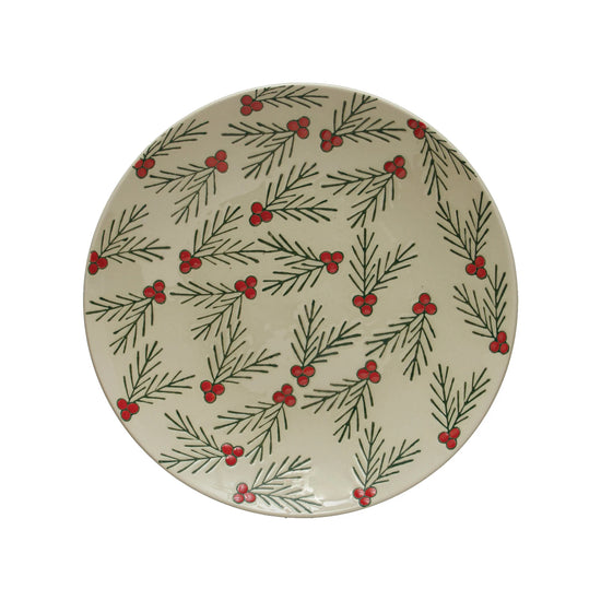 ROUND HAND PAINTED STONEWARE PLATE