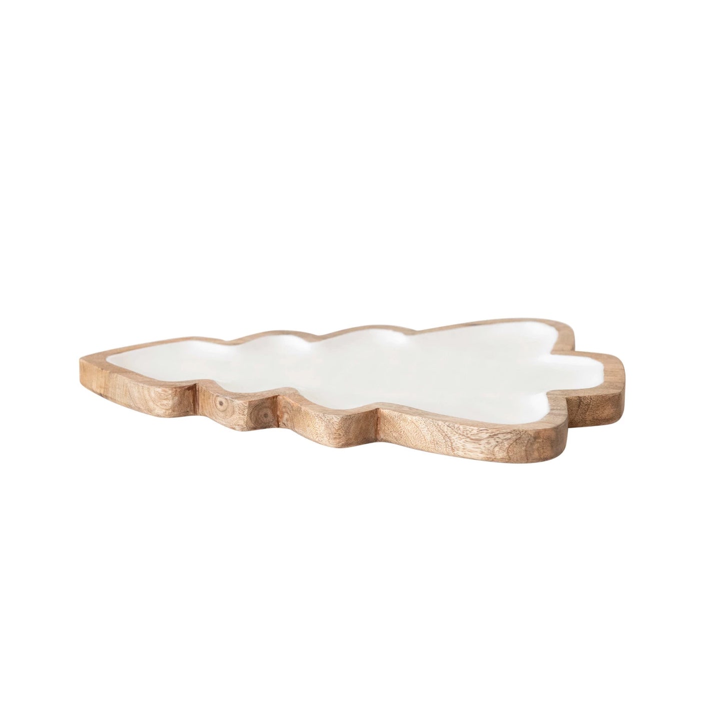 ENAMELED MANGO WOOD CHRISTMAS TREE TRAY