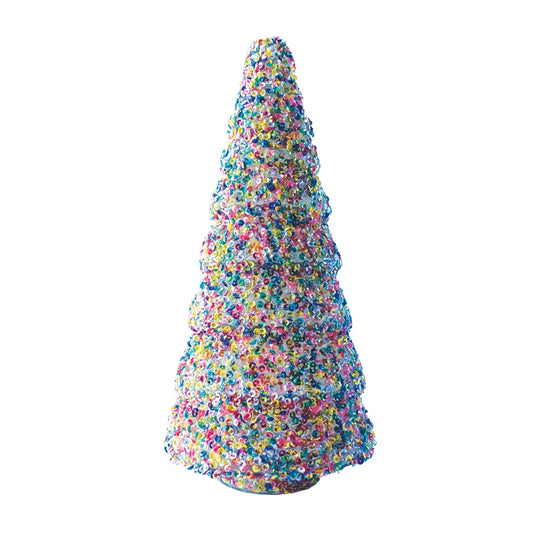 GLASS TREE WITH SEQUINS - LARGE