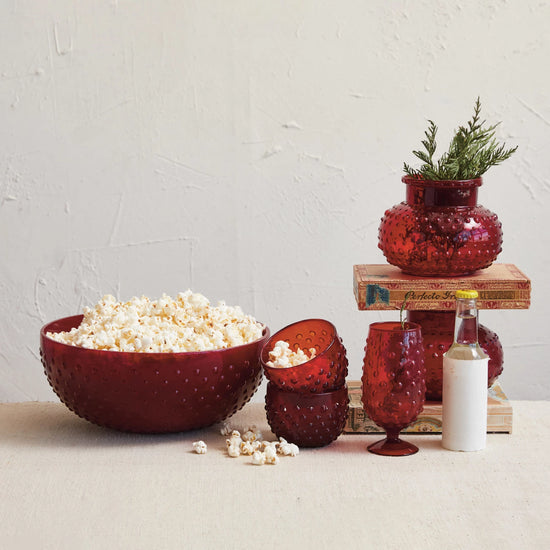 GLASS HOBNAIL SERVING BOWL