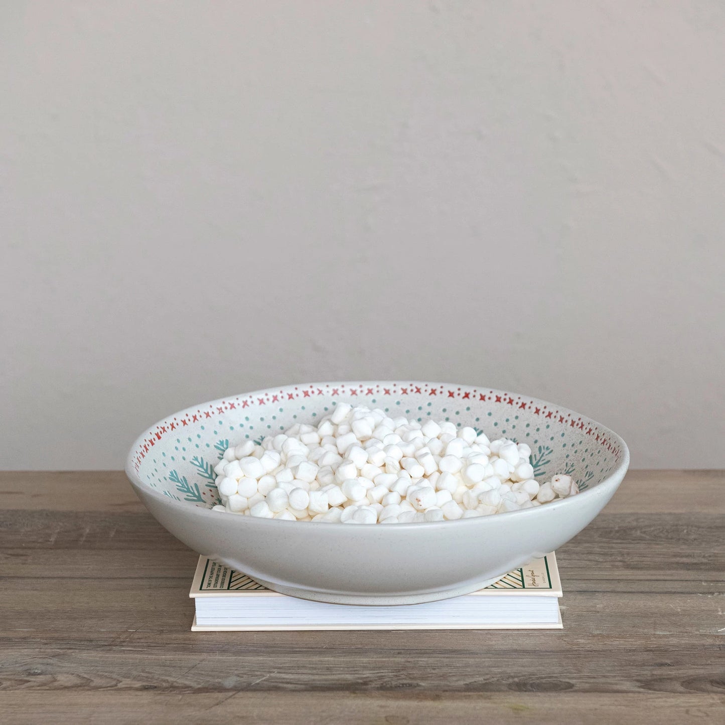 STONEWARE SERVING BOWL WITH TREES