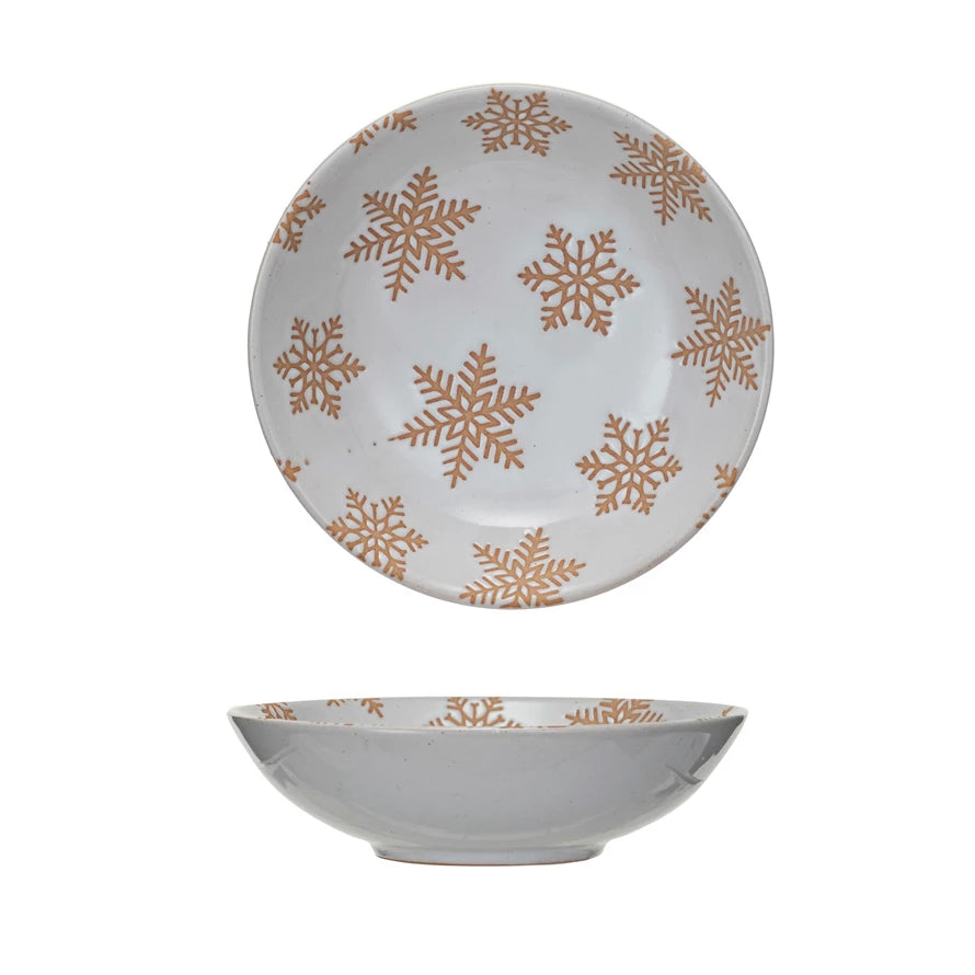 STONEWARE BOWL W/SNOWFLAKES