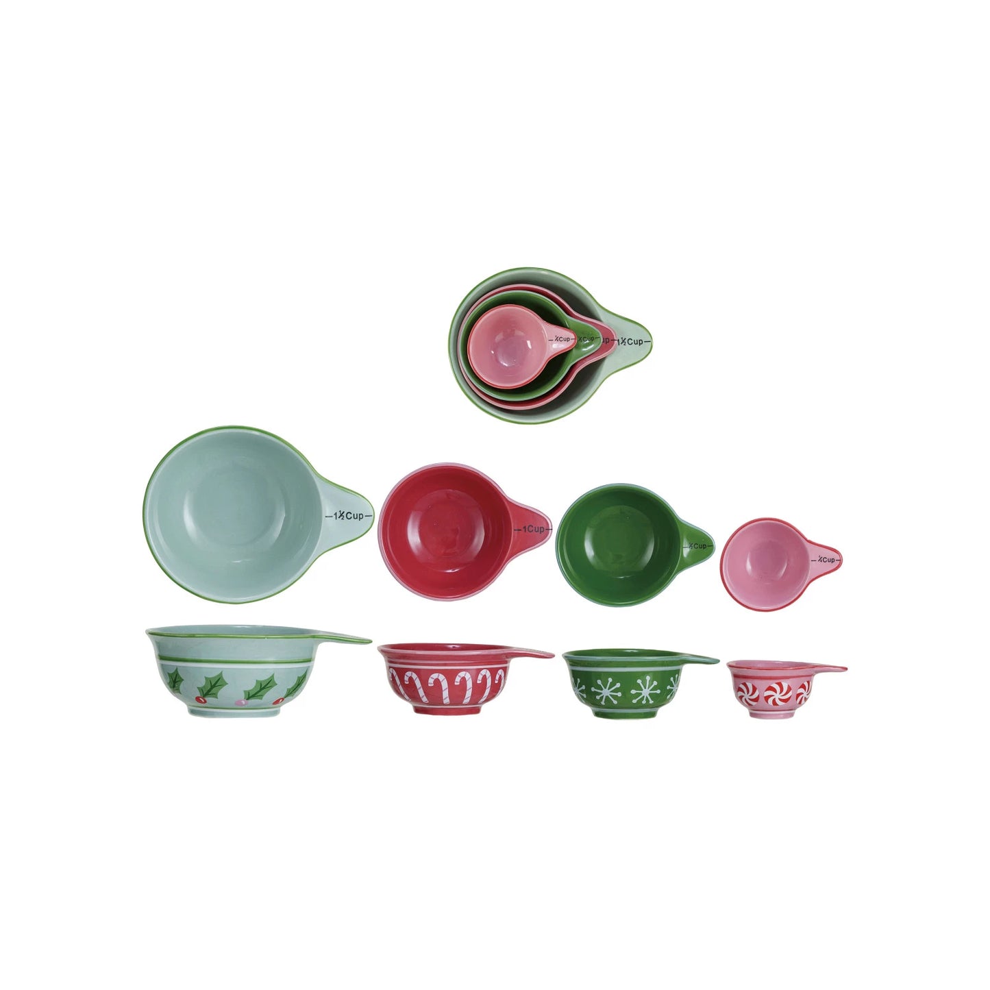 HOLIDAY STONEWARE MEASURING CUPS