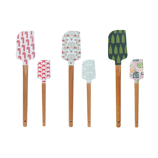 SILICONE & WOOD HOLIDAY SPATULAS