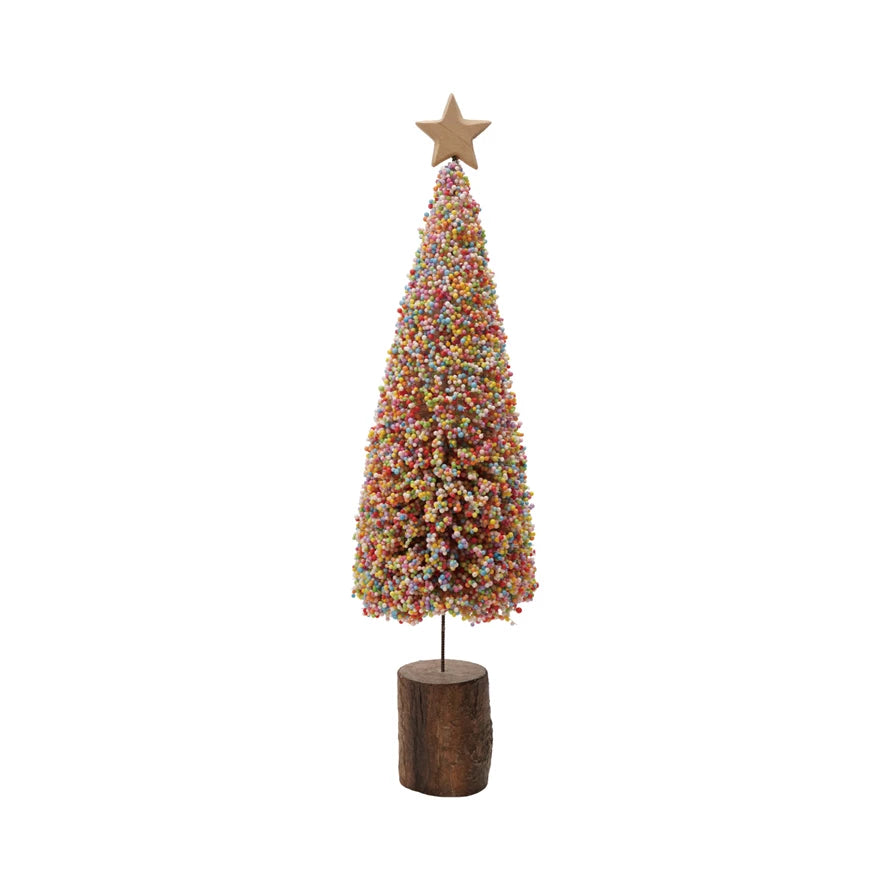 CHRISTMAS TREE W/WOOD SLICE BASE AND STAR
