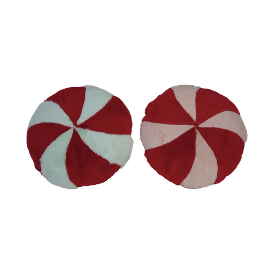 FAUX FUR & VELVET PEPPERMINT PILLOWS