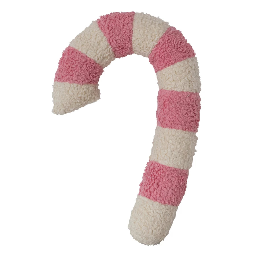 FAUX SHERPA CANDY CANE SHAPED PILLOW