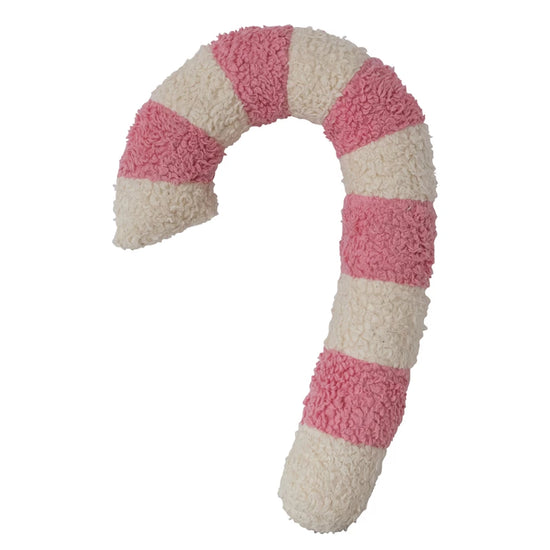 FAUX SHERPA CANDY CANE SHAPED PILLOW
