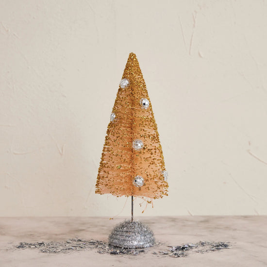 BOTTLE BRUSH TREE W/DISCO BALLS