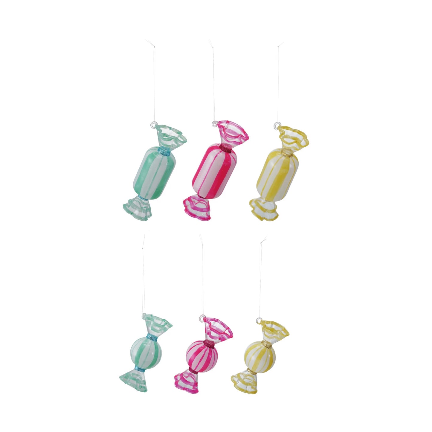 HAND PAINTED GLASS CANDY ORNAMENT