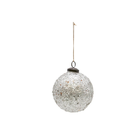GLASS BALL W/MICA FLAKES ORNAMENT - LARGE