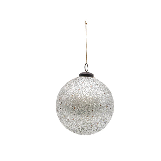 GLASS BALL W/MICA FLAKES ORNAMENT