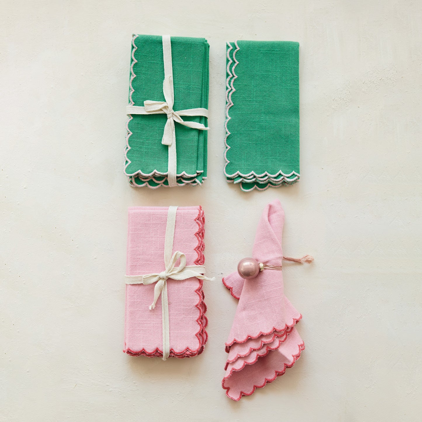 COTTON SCALLOPED NAPKINS - SET OF 4