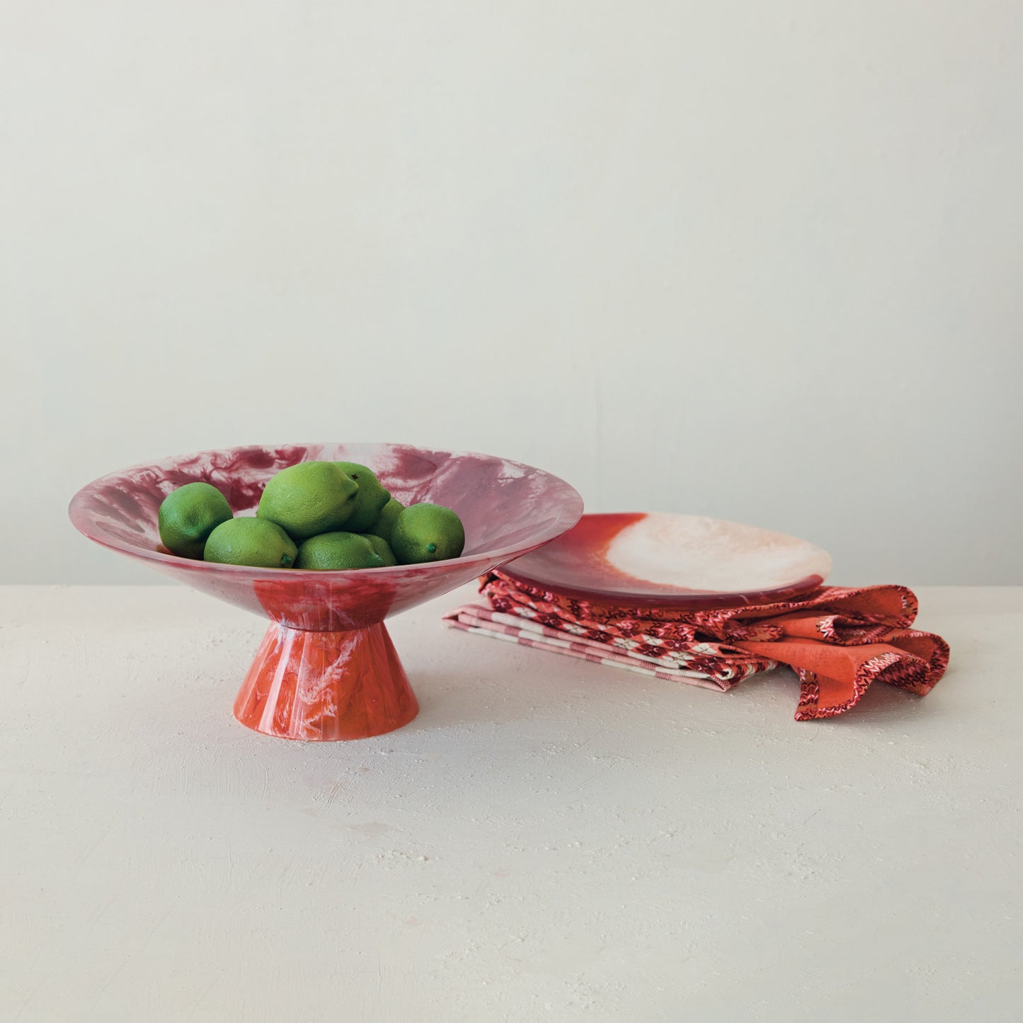 MARBLE RESIN FOOTED BOWL