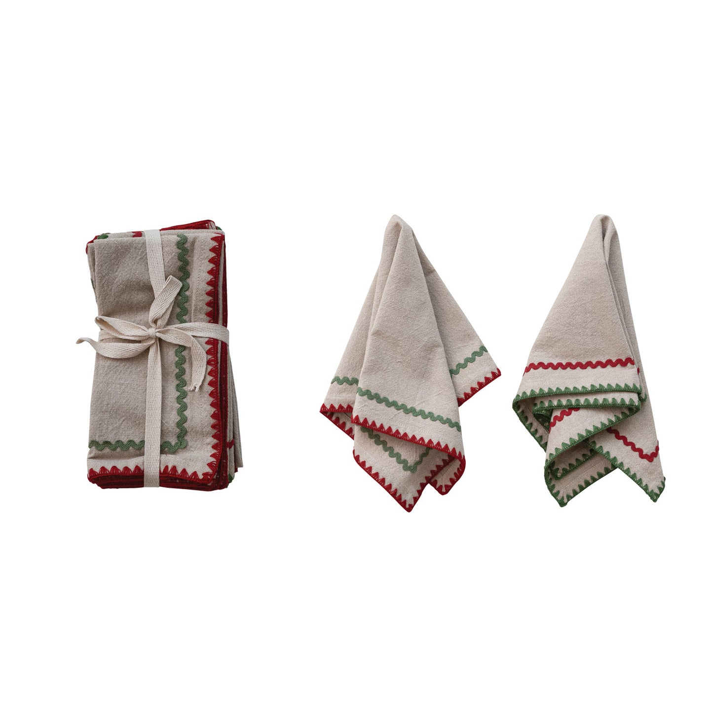 COTTON NAPKIN W/RIC RAC TRIM