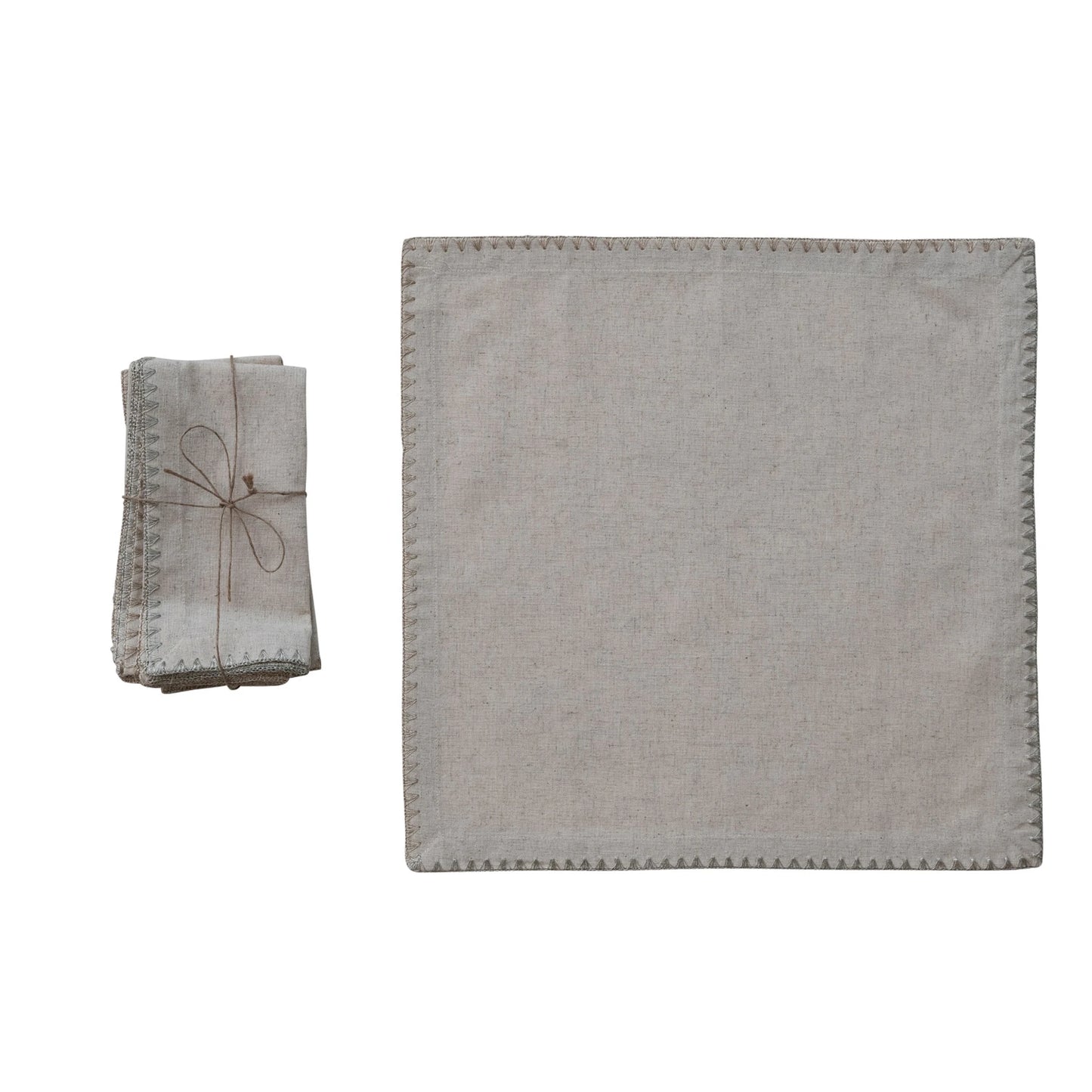 COTTON & LINEN NAPKINS WITH METALLIC SILVER & GOLD THREAD