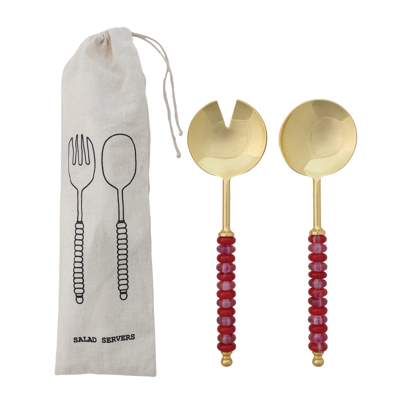 STAINLESS STEEL SALAD SERVERS W/ RESIN HANDLES