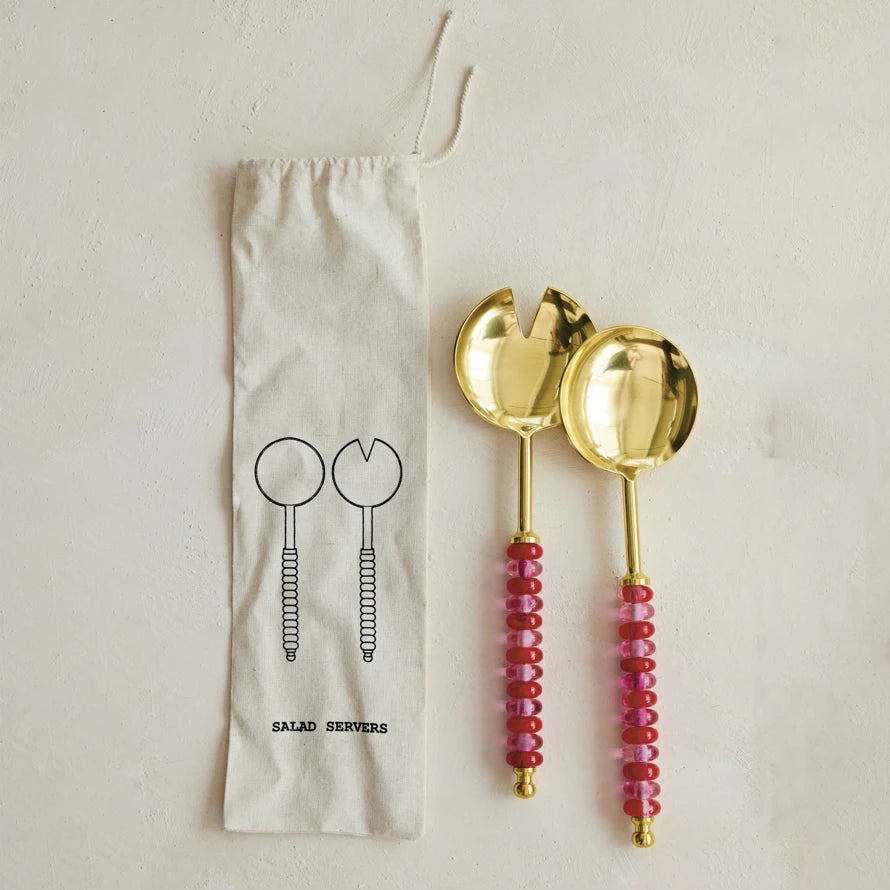 STAINLESS STEEL SALAD SERVERS W/ RESIN HANDLES