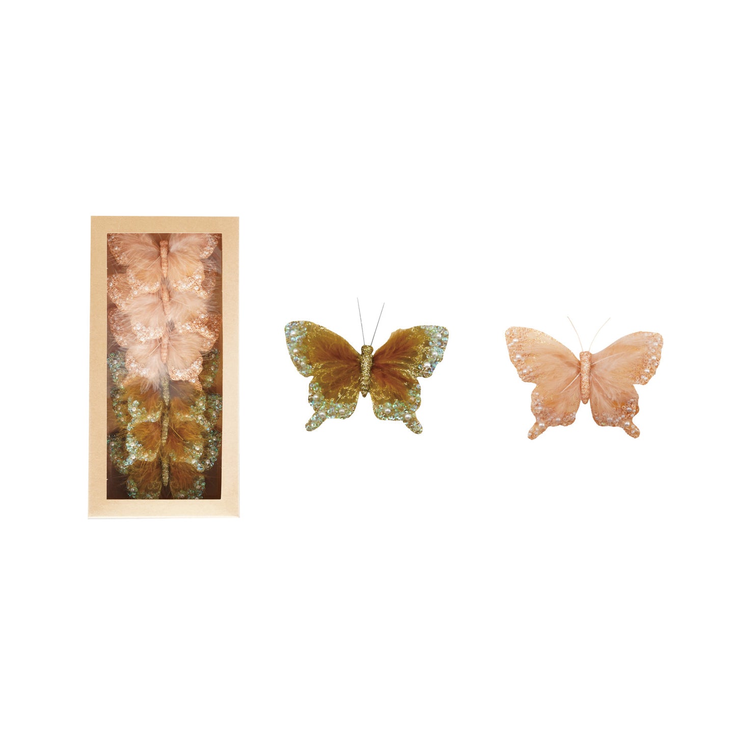 FEATHER BUTTERFLY CLIP ON ORNAMENT