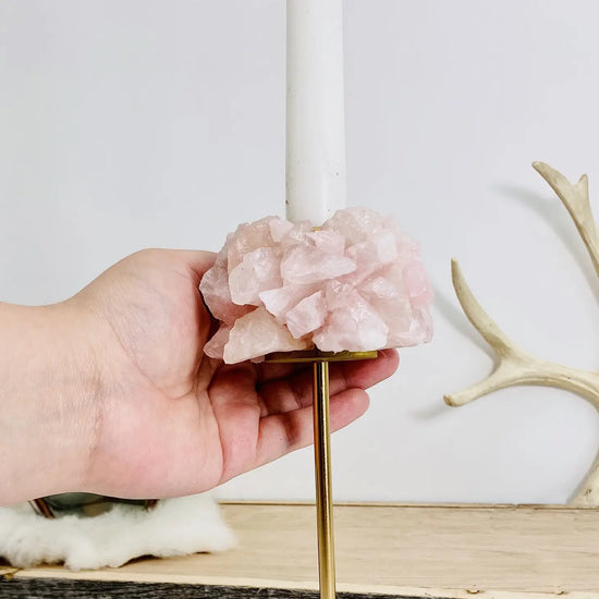 ROSE QUARTZ TAPER CANDLE HOLDER