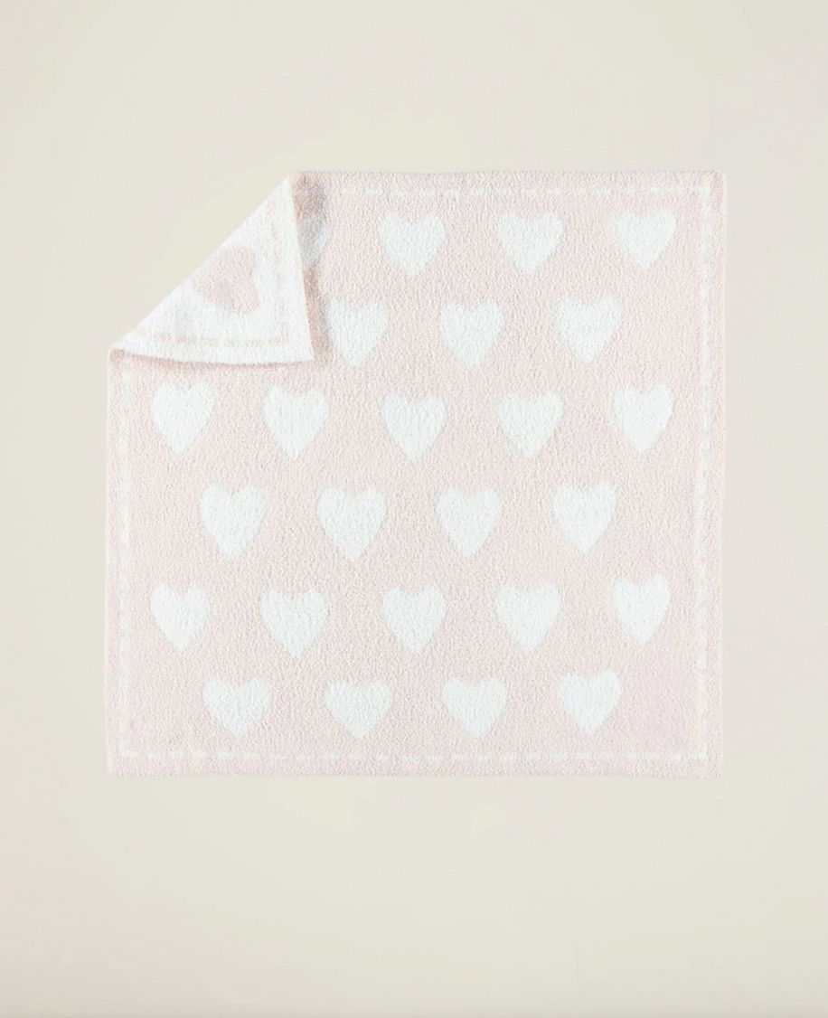 BAREFOOT DREAMS - DREAM RECEIVING BLANKET - PINK/HEARTS