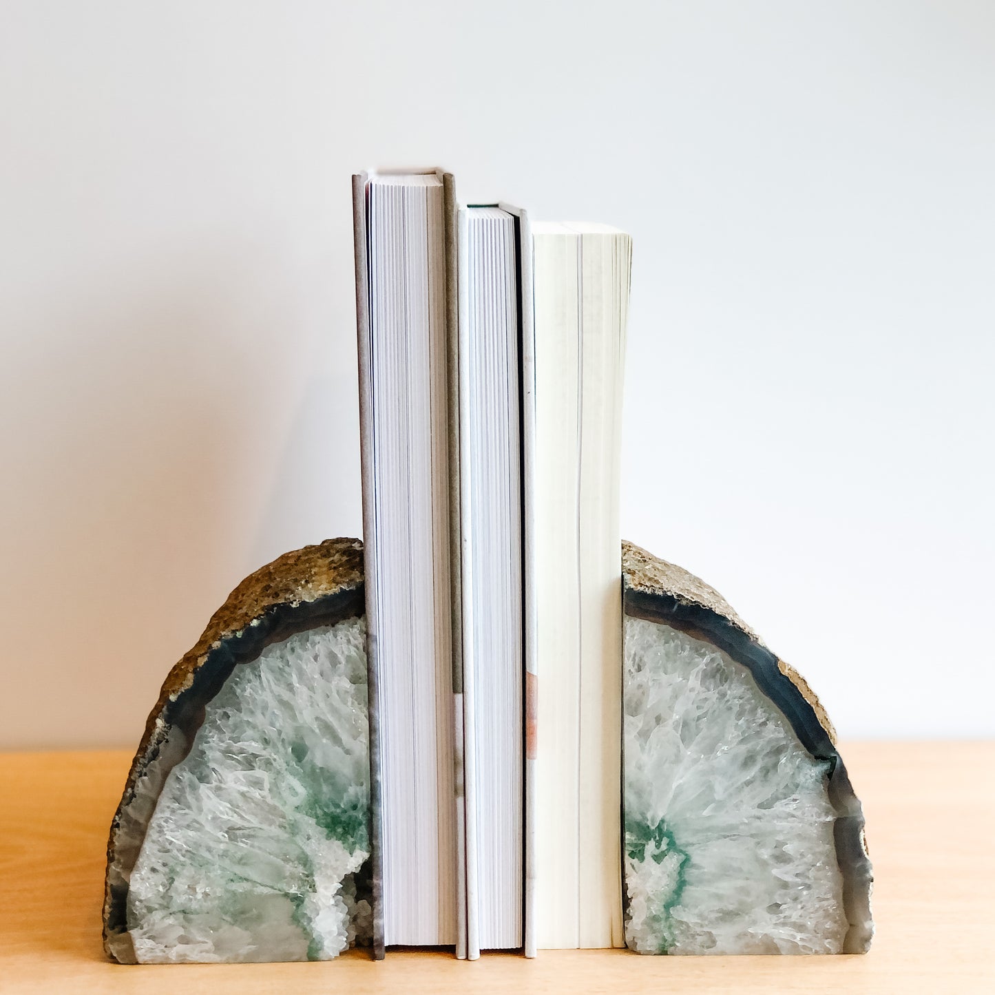 GREEN AGATE BOOKENDS